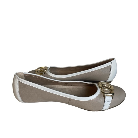 Aerosoles Size 8.5 Meteorite Ballet Flat Shoes Beige Two Toned Medium Width - Picture 3 of 13